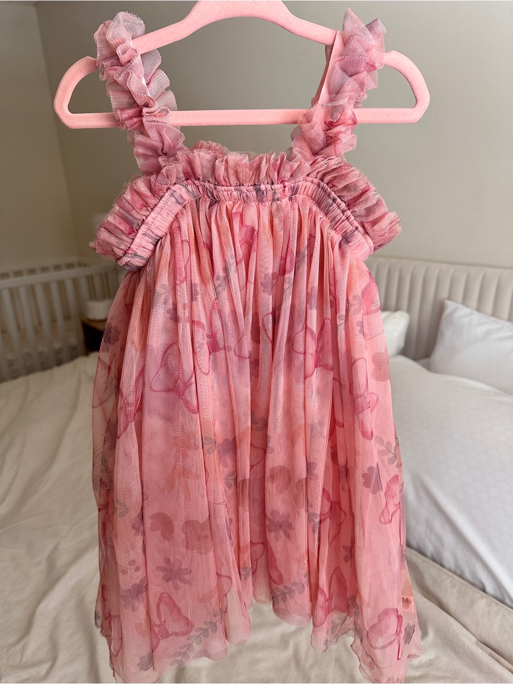 Disney Pink Floral Ruffle Strap Dress